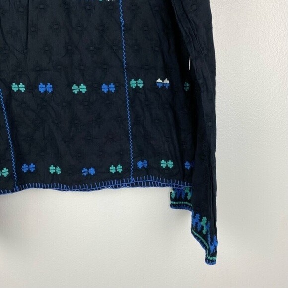 Free People Playa Del Rey Embroidered Crop Bell Sleeves Hoodie Black Size S - Picture 4 of 9